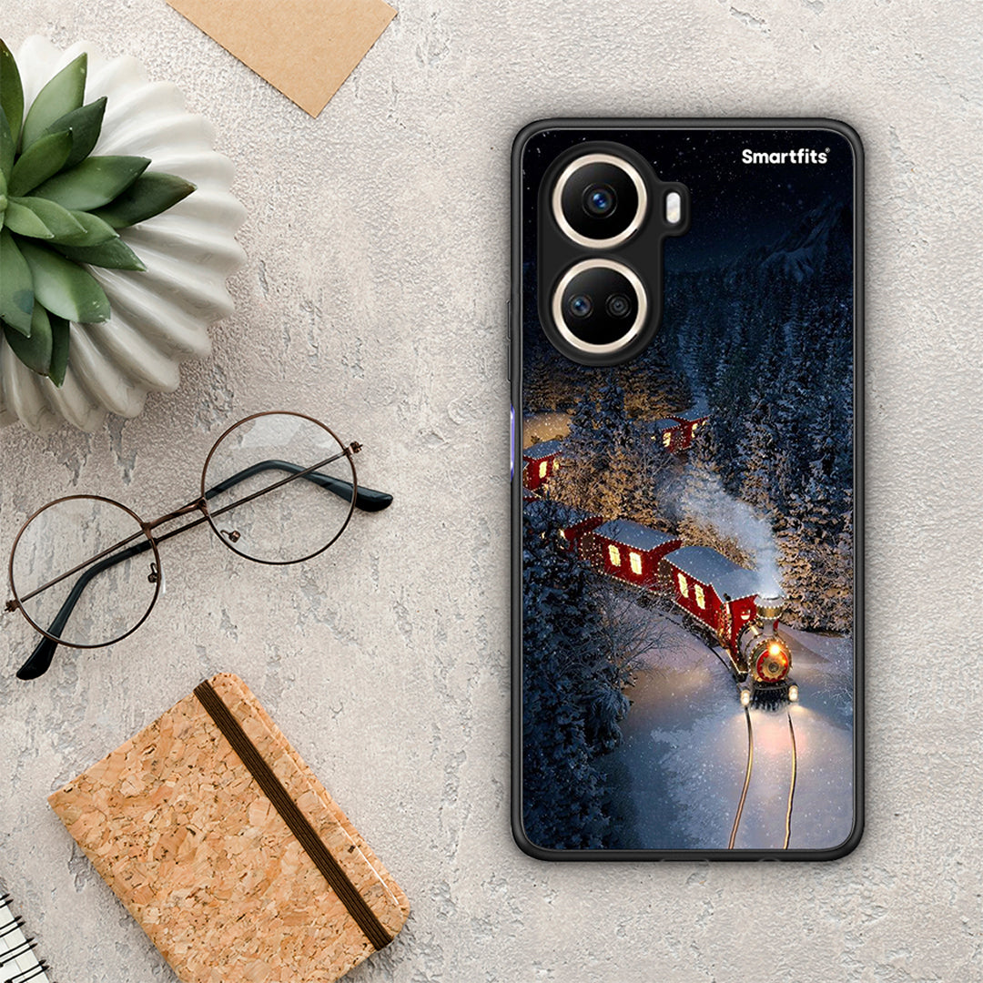 Θήκη Huawei Nova 10 SE Xmas Train από τη Smartfits με σχέδιο στο πίσω μέρος και μαύρο περίβλημα | Huawei Nova 10 SE Xmas Train Case with Colorful Back and Black Bezels