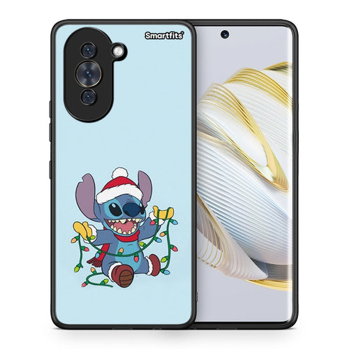 Θήκη Huawei Nova 10 Santa Stich από τη Smartfits με σχέδιο στο πίσω μέρος και μαύρο περίβλημα | Huawei Nova 10 Santa Stich case with colorful back and black bezels