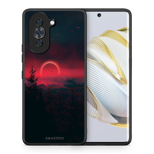 Θήκη Huawei Nova 10 Sunset Tropic από τη Smartfits με σχέδιο στο πίσω μέρος και μαύρο περίβλημα | Huawei Nova 10 Sunset Tropic case with colorful back and black bezels