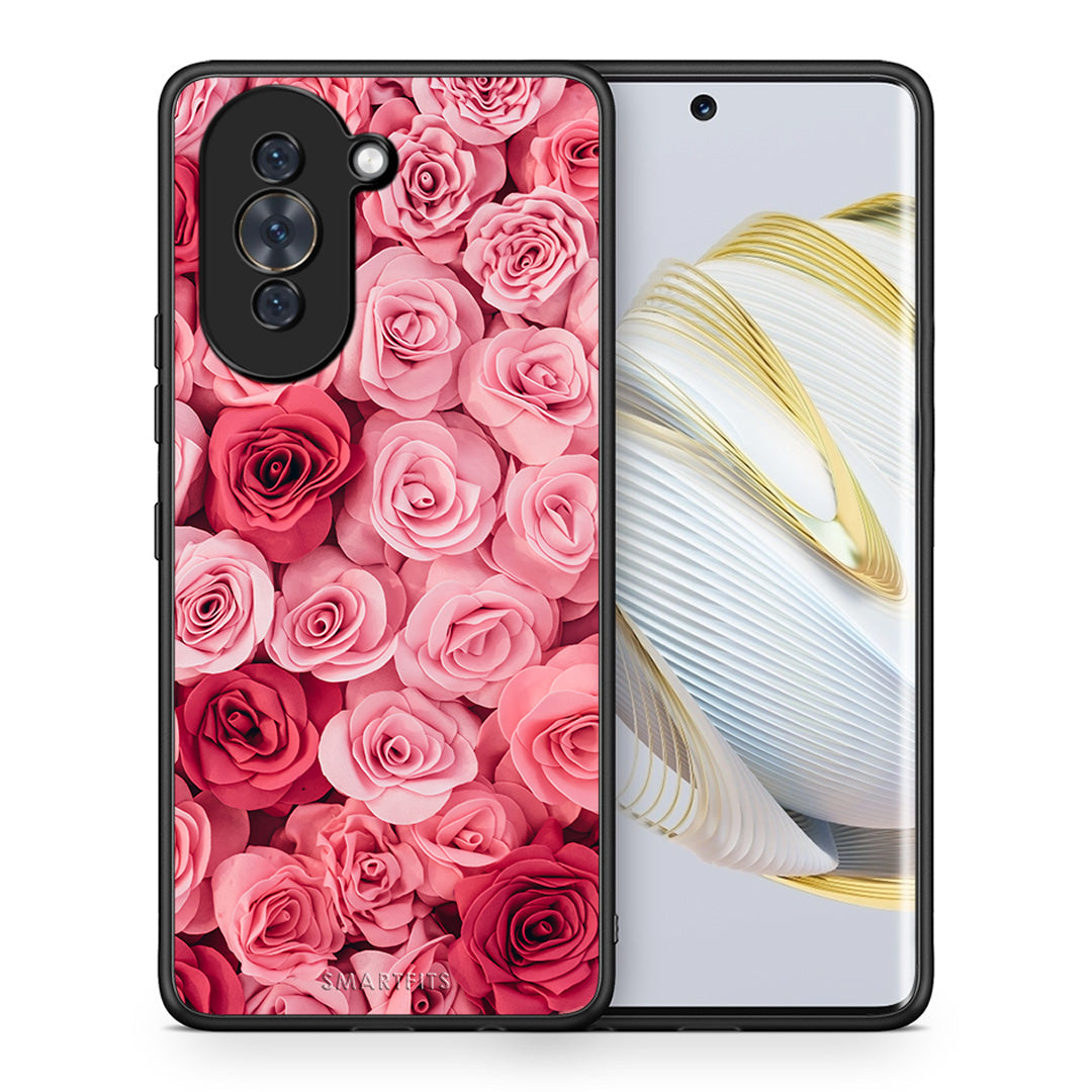 Θήκη Huawei Nova 10 RoseGarden Valentine από τη Smartfits με σχέδιο στο πίσω μέρος και μαύρο περίβλημα | Huawei Nova 10 RoseGarden Valentine case with colorful back and black bezels