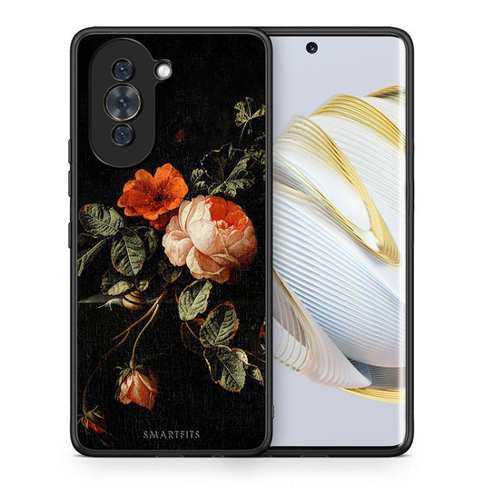 Θήκη Huawei Nova 10 Vintage Roses από τη Smartfits με σχέδιο στο πίσω μέρος και μαύρο περίβλημα | Huawei Nova 10 Vintage Roses case with colorful back and black bezels