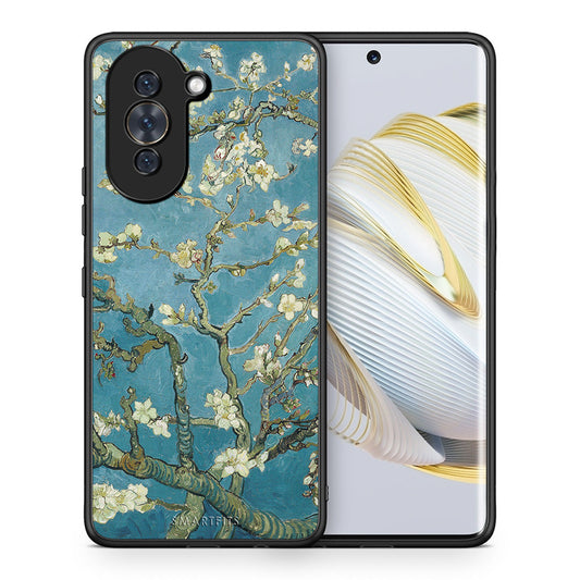 Θήκη Huawei Nova 10 White Blossoms από τη Smartfits με σχέδιο στο πίσω μέρος και μαύρο περίβλημα | Huawei Nova 10 White Blossoms case with colorful back and black bezels