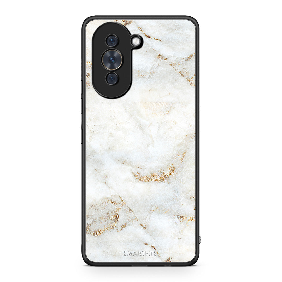 Huawei Nova 10 White Gold Marble θήκη από τη Smartfits με σχέδιο στο πίσω μέρος και μαύρο περίβλημα | Smartphone case with colorful back and black bezels by Smartfits