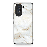 Thumbnail for Huawei Nova 10 White Gold Marble θήκη από τη Smartfits με σχέδιο στο πίσω μέρος και μαύρο περίβλημα | Smartphone case with colorful back and black bezels by Smartfits