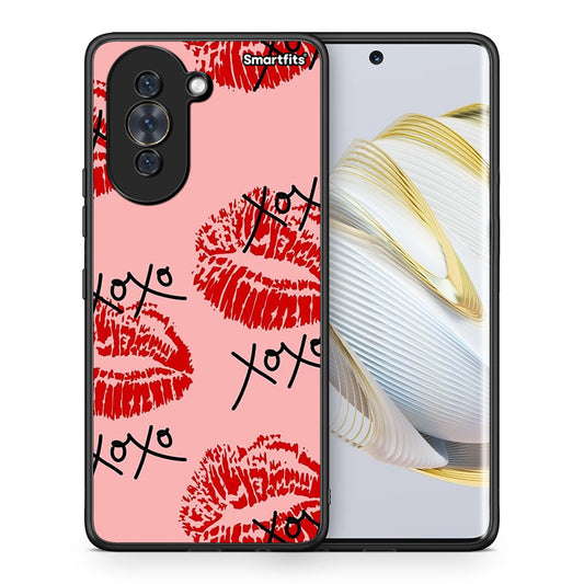 Θήκη Huawei Nova 10 XOXO Lips από τη Smartfits με σχέδιο στο πίσω μέρος και μαύρο περίβλημα | Huawei Nova 10 XOXO Lips case with colorful back and black bezels