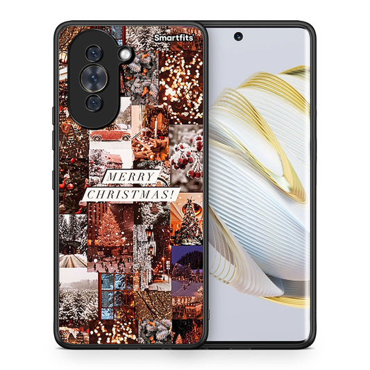 Θήκη Huawei Nova 10 Xmas Collage από τη Smartfits με σχέδιο στο πίσω μέρος και μαύρο περίβλημα | Huawei Nova 10 Xmas Collage case with colorful back and black bezels