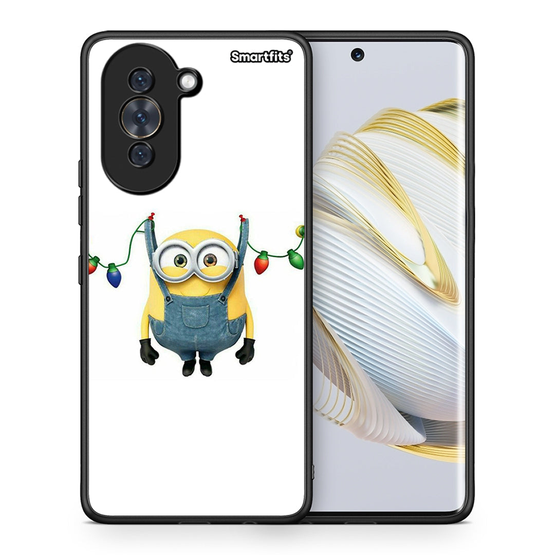 Θήκη Huawei Nova 10 Xmas Minion Lights από τη Smartfits με σχέδιο στο πίσω μέρος και μαύρο περίβλημα | Huawei Nova 10 Xmas Minion Lights case with colorful back and black bezels
