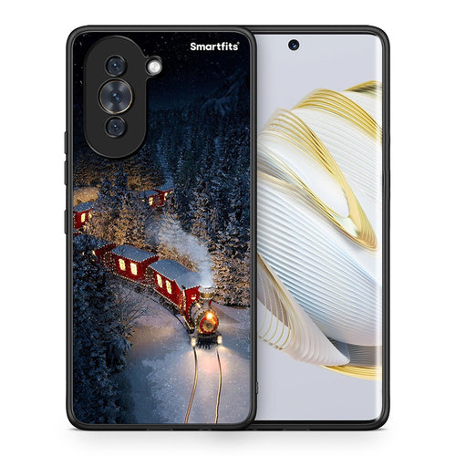 Θήκη Huawei Nova 10 Xmas Train από τη Smartfits με σχέδιο στο πίσω μέρος και μαύρο περίβλημα | Huawei Nova 10 Xmas Train case with colorful back and black bezels