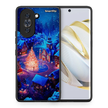 Θήκη Huawei Nova 10 Xmas Village από τη Smartfits με σχέδιο στο πίσω μέρος και μαύρο περίβλημα | Huawei Nova 10 Xmas Village case with colorful back and black bezels
