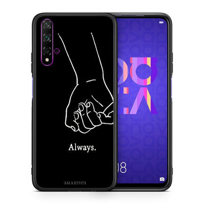 Θήκη Αγίου Βαλεντίνου Huawei Nova 5T / Honor 20 Always & Forever 1 από τη Smartfits με σχέδιο στο πίσω μέρος και μαύρο περίβλημα | Huawei Nova 5T / Honor 20 Always & Forever 1 case with colorful back and black bezels