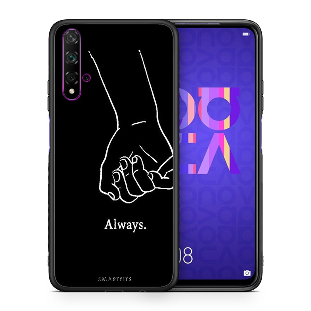 Θήκη Αγίου Βαλεντίνου Huawei Nova 5T / Honor 20 Always & Forever 1 από τη Smartfits με σχέδιο στο πίσω μέρος και μαύρο περίβλημα | Huawei Nova 5T / Honor 20 Always & Forever 1 case with colorful back and black bezels