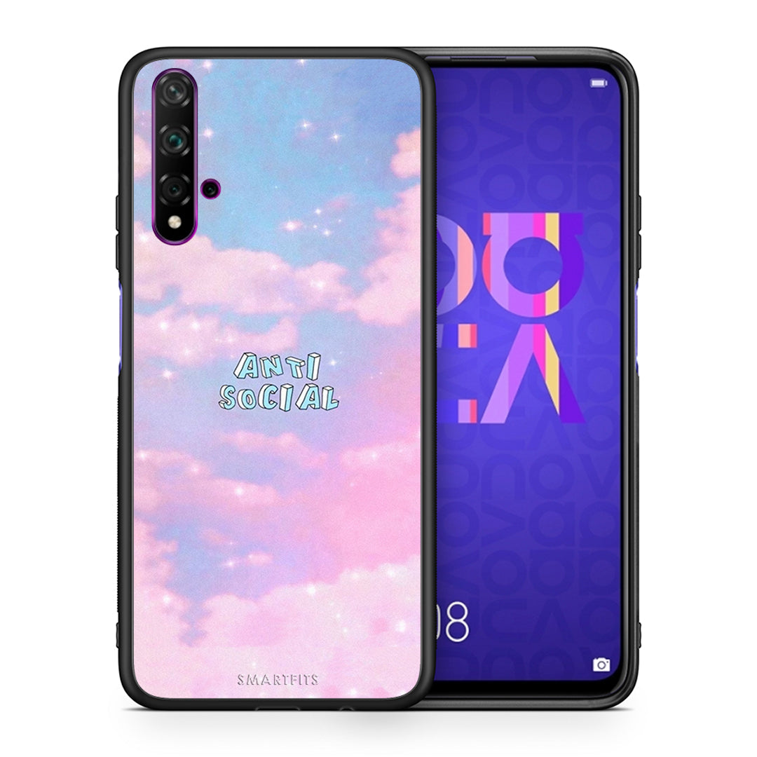 Θήκη Αγίου Βαλεντίνου Huawei Nova 5T / Honor 20 Anti Social από τη Smartfits με σχέδιο στο πίσω μέρος και μαύρο περίβλημα | Huawei Nova 5T / Honor 20 Anti Social case with colorful back and black bezels