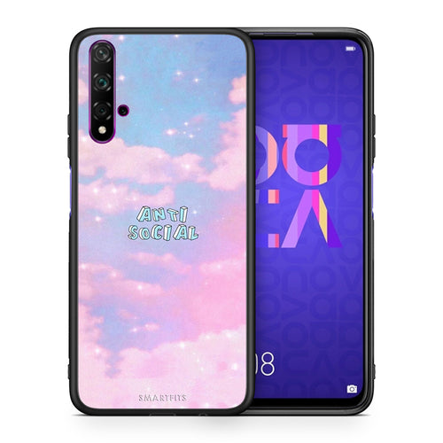 Θήκη Αγίου Βαλεντίνου Huawei Nova 5T / Honor 20 Anti Social από τη Smartfits με σχέδιο στο πίσω μέρος και μαύρο περίβλημα | Huawei Nova 5T / Honor 20 Anti Social case with colorful back and black bezels