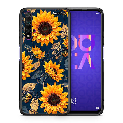 Θήκη Huawei Nova 5T / Honor 20 Autumn Sunflowers από τη Smartfits με σχέδιο στο πίσω μέρος και μαύρο περίβλημα | Huawei Nova 5T / Honor 20 Autumn Sunflowers case with colorful back and black bezels
