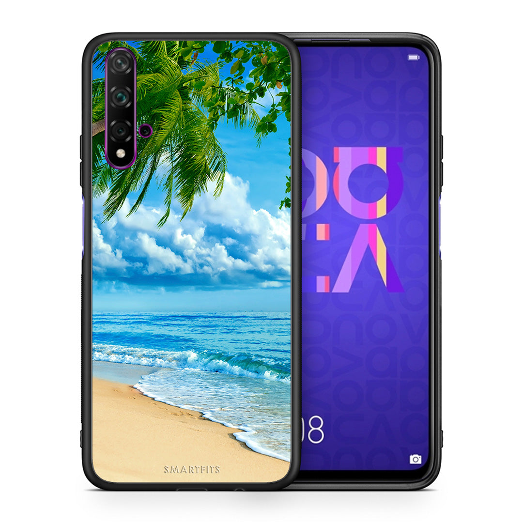 Θήκη Huawei Nova 5T/Honor 20 Beautiful Beach από τη Smartfits με σχέδιο στο πίσω μέρος και μαύρο περίβλημα | Huawei Nova 5T/Honor 20 Beautiful Beach case with colorful back and black bezels