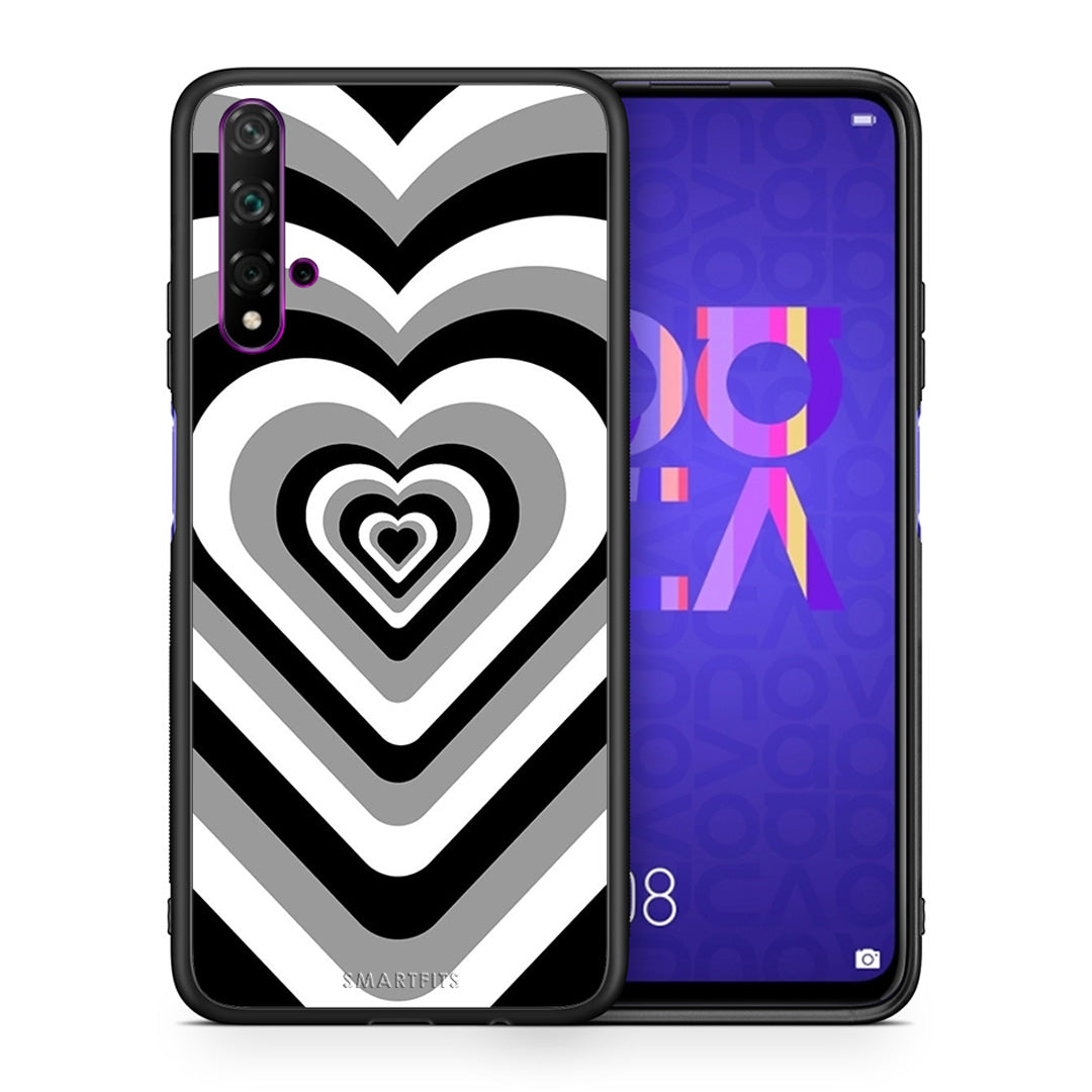 Θήκη Huawei Nova 5T/Honor 20 Black Hearts από τη Smartfits με σχέδιο στο πίσω μέρος και μαύρο περίβλημα | Huawei Nova 5T/Honor 20 Black Hearts case with colorful back and black bezels