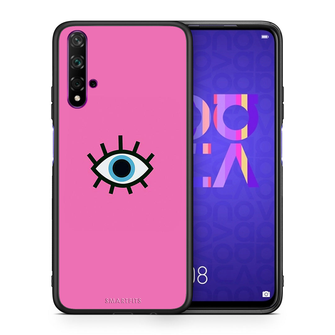 Θήκη Huawei Nova 5T/Honor 20 Blue Eye Pink από τη Smartfits με σχέδιο στο πίσω μέρος και μαύρο περίβλημα | Huawei Nova 5T/Honor 20 Blue Eye Pink case with colorful back and black bezels