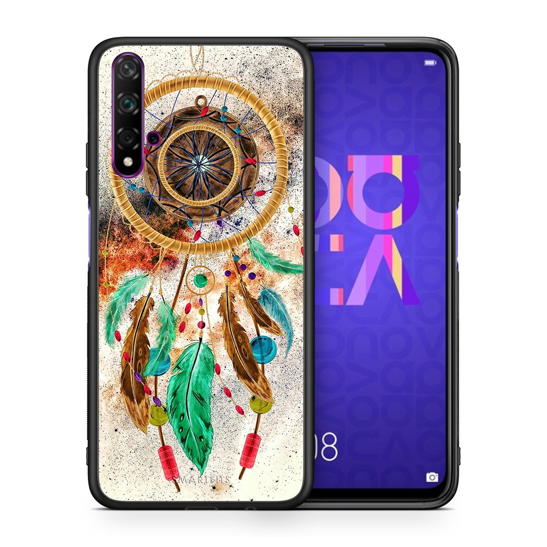Θήκη Huawei Nova 5T/Honor 20 DreamCatcher Boho από τη Smartfits με σχέδιο στο πίσω μέρος και μαύρο περίβλημα | Huawei Nova 5T/Honor 20 DreamCatcher Boho case with colorful back and black bezels