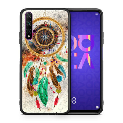 Θήκη Huawei Nova 5T/Honor 20 DreamCatcher Boho από τη Smartfits με σχέδιο στο πίσω μέρος και μαύρο περίβλημα | Huawei Nova 5T/Honor 20 DreamCatcher Boho case with colorful back and black bezels