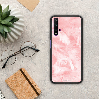 Boho Pink Feather - Huawei Nova 5T / Honor 20 θήκη