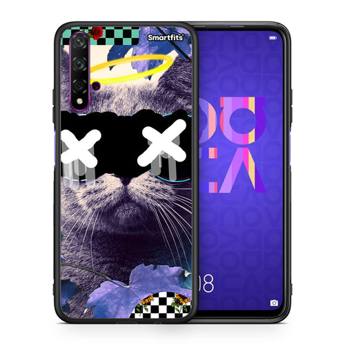 Θήκη Huawei Nova 5T/Honor 20 Cat Collage από τη Smartfits με σχέδιο στο πίσω μέρος και μαύρο περίβλημα | Huawei Nova 5T/Honor 20 Cat Collage case with colorful back and black bezels