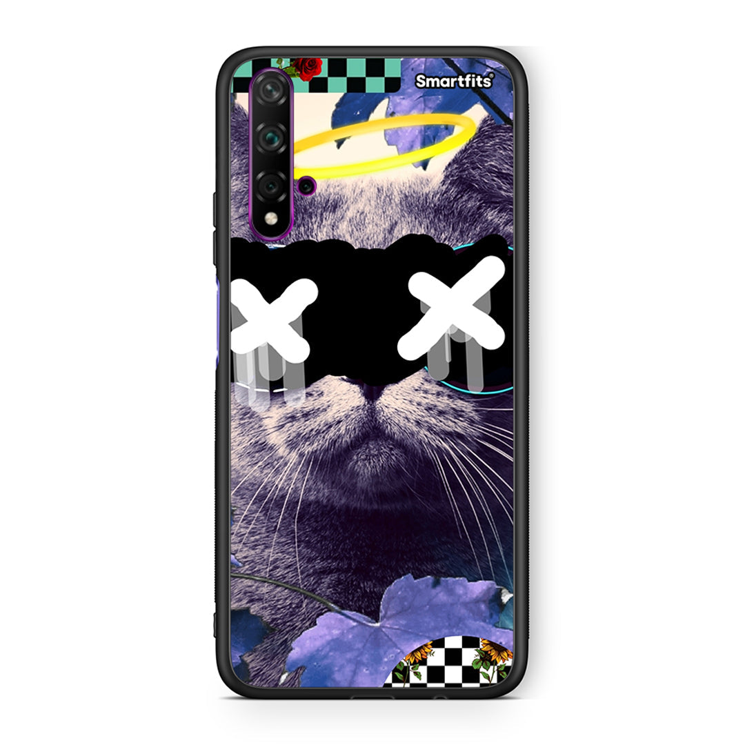 Huawei Nova 5T Cat Collage θήκη από τη Smartfits με σχέδιο στο πίσω μέρος και μαύρο περίβλημα | Smartphone case with colorful back and black bezels by Smartfits