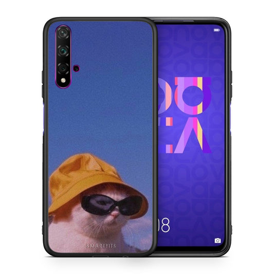 Θήκη Huawei Nova 5T/Honor 20 Cat Diva από τη Smartfits με σχέδιο στο πίσω μέρος και μαύρο περίβλημα | Huawei Nova 5T/Honor 20 Cat Diva case with colorful back and black bezels