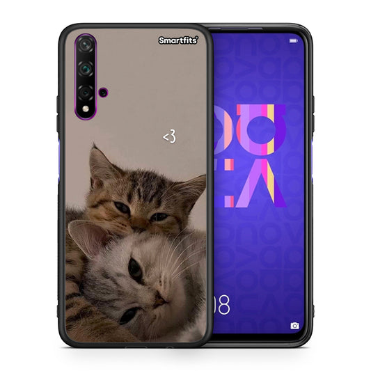 Θήκη Huawei Nova 5T / Honor 20 Cats In Love από τη Smartfits με σχέδιο στο πίσω μέρος και μαύρο περίβλημα | Huawei Nova 5T / Honor 20 Cats In Love case with colorful back and black bezels