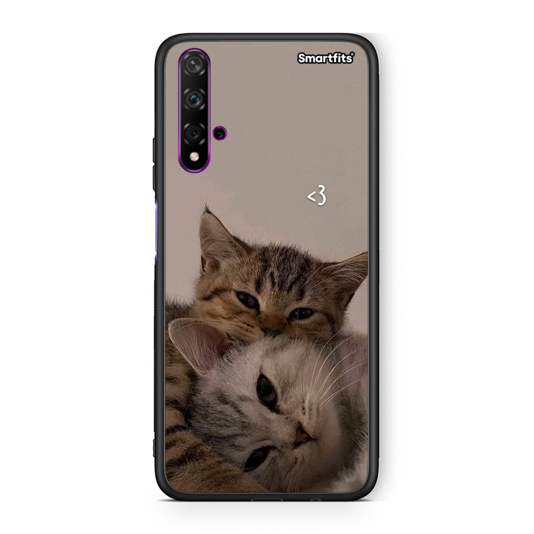 Huawei Nova 5T Cats In Love Θήκη από τη Smartfits με σχέδιο στο πίσω μέρος και μαύρο περίβλημα | Smartphone case with colorful back and black bezels by Smartfits