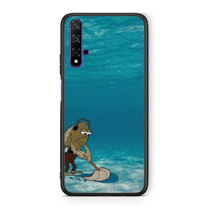 Huawei Nova 5T Clean The Ocean Θήκη από τη Smartfits με σχέδιο στο πίσω μέρος και μαύρο περίβλημα | Smartphone case with colorful back and black bezels by Smartfits