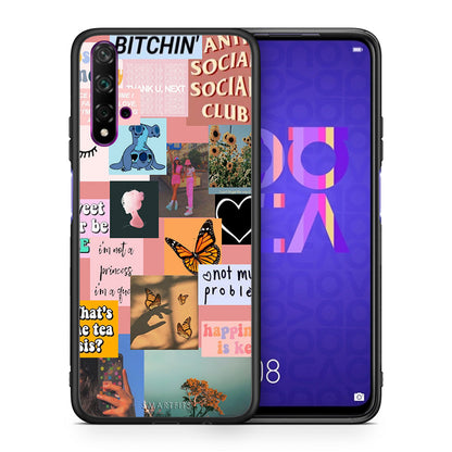 Θήκη Αγίου Βαλεντίνου Huawei Nova 5T / Honor 20 Collage Bitchin από τη Smartfits με σχέδιο στο πίσω μέρος και μαύρο περίβλημα | Huawei Nova 5T / Honor 20 Collage Bitchin case with colorful back and black bezels