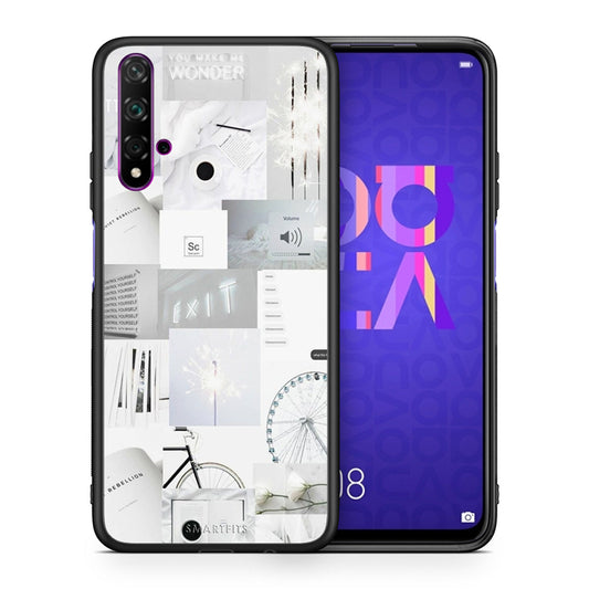 Θήκη Αγίου Βαλεντίνου Huawei Nova 5T / Honor 20 Collage Make Me Wonder από τη Smartfits με σχέδιο στο πίσω μέρος και μαύρο περίβλημα | Huawei Nova 5T / Honor 20 Collage Make Me Wonder case with colorful back and black bezels