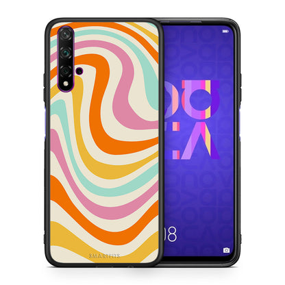 Θήκη Huawei Nova 5T/Honor 20 Colourful Waves από τη Smartfits με σχέδιο στο πίσω μέρος και μαύρο περίβλημα | Huawei Nova 5T/Honor 20 Colourful Waves case with colorful back and black bezels