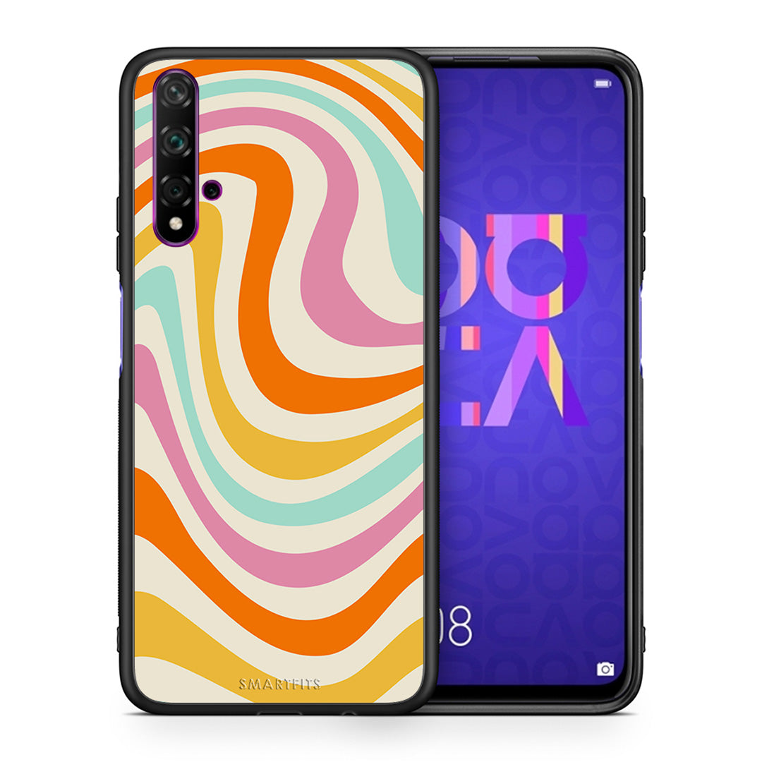 Θήκη Huawei Nova 5T/Honor 20 Colourful Waves από τη Smartfits με σχέδιο στο πίσω μέρος και μαύρο περίβλημα | Huawei Nova 5T/Honor 20 Colourful Waves case with colorful back and black bezels