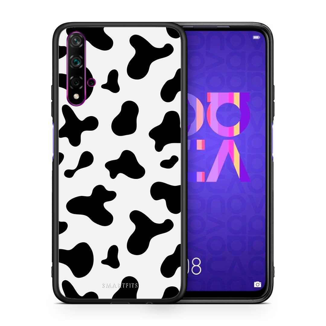 Θήκη Huawei Nova 5T/Honor 20 Cow Print από τη Smartfits με σχέδιο στο πίσω μέρος και μαύρο περίβλημα | Huawei Nova 5T/Honor 20 Cow Print case with colorful back and black bezels