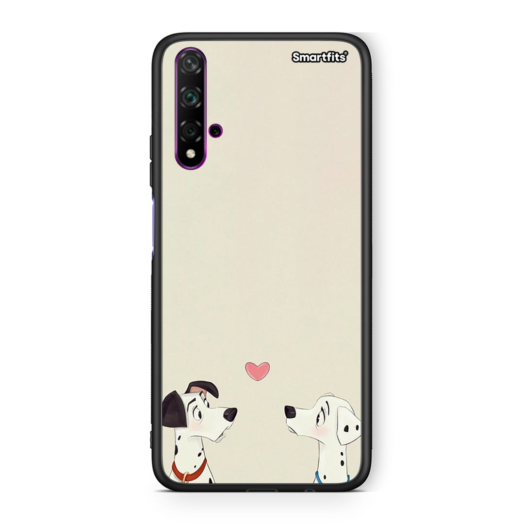 Huawei Nova 5T Dalmatians Love θήκη από τη Smartfits με σχέδιο στο πίσω μέρος και μαύρο περίβλημα | Smartphone case with colorful back and black bezels by Smartfits