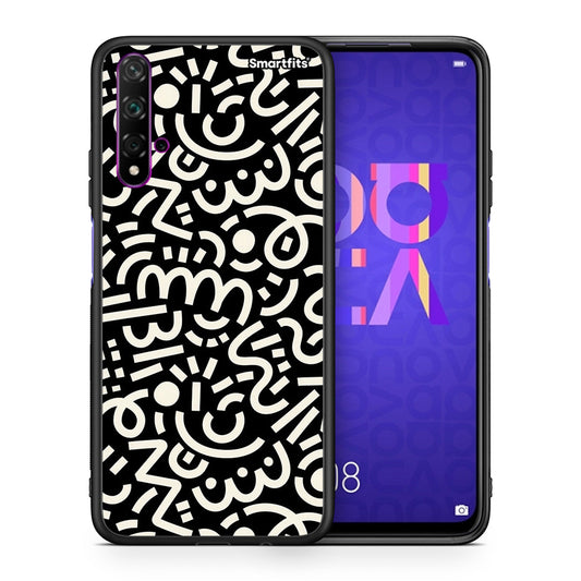 Θήκη Huawei Nova 5T / Honor 20 Doodle Art από τη Smartfits με σχέδιο στο πίσω μέρος και μαύρο περίβλημα | Huawei Nova 5T / Honor 20 Doodle Art case with colorful back and black bezels
