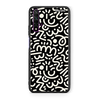 Huawei Nova 5T Doodle Art Θήκη από τη Smartfits με σχέδιο στο πίσω μέρος και μαύρο περίβλημα | Smartphone case with colorful back and black bezels by Smartfits
