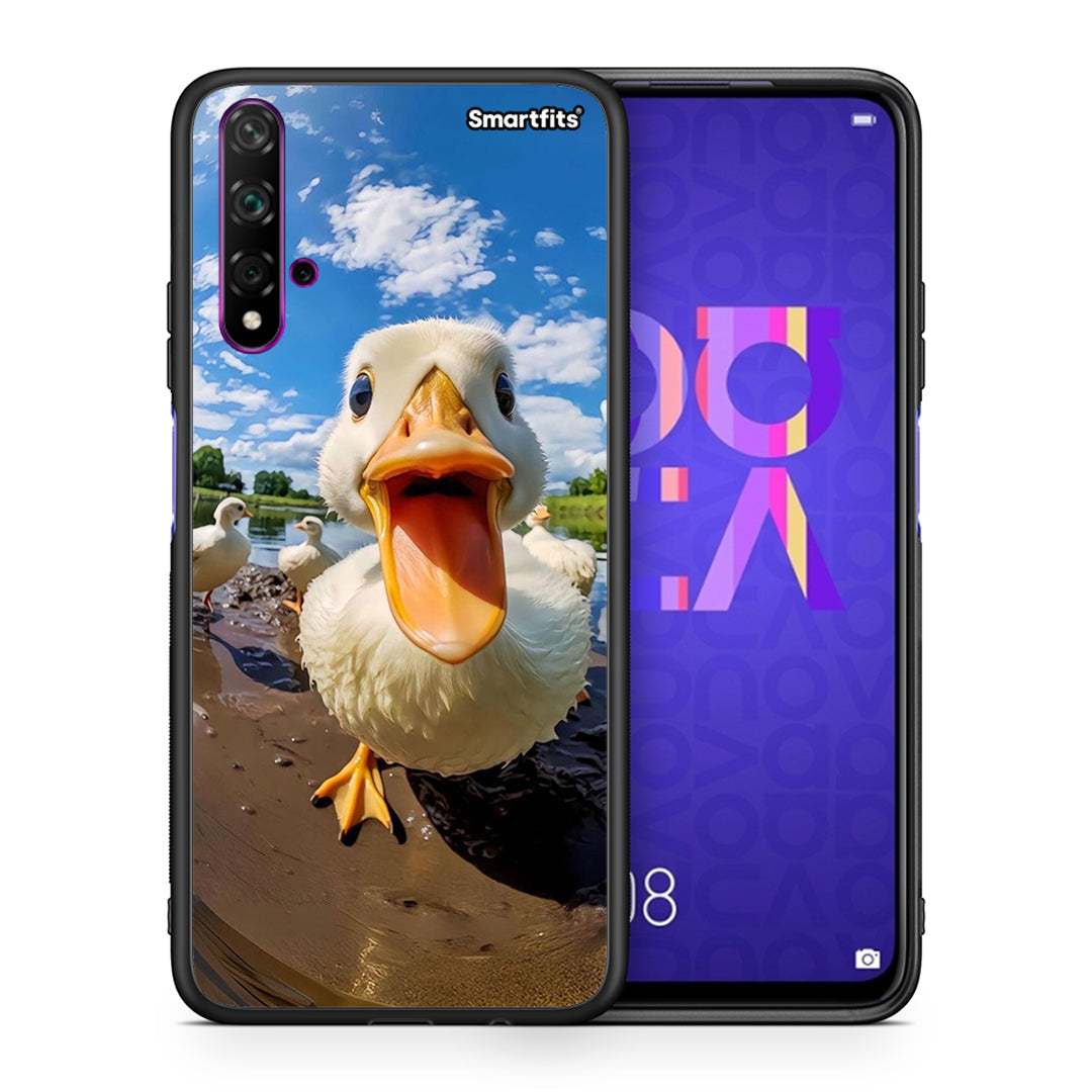 Θήκη Huawei Nova 5T/Honor 20 Duck Face από τη Smartfits με σχέδιο στο πίσω μέρος και μαύρο περίβλημα | Huawei Nova 5T/Honor 20 Duck Face case with colorful back and black bezels