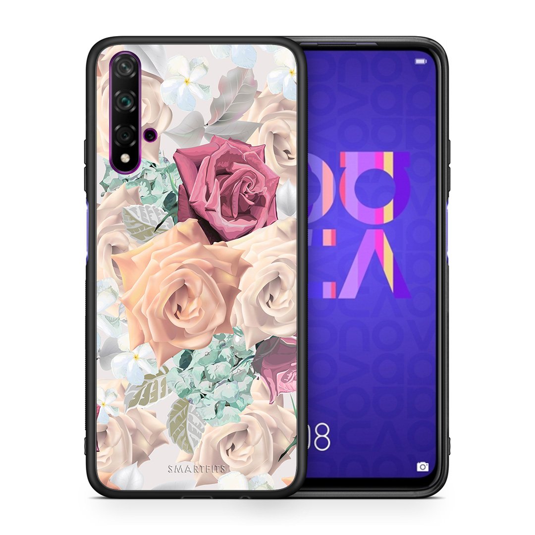 Θήκη Huawei Nova 5T/Honor 20 Bouquet Floral από τη Smartfits με σχέδιο στο πίσω μέρος και μαύρο περίβλημα | Huawei Nova 5T/Honor 20 Bouquet Floral case with colorful back and black bezels