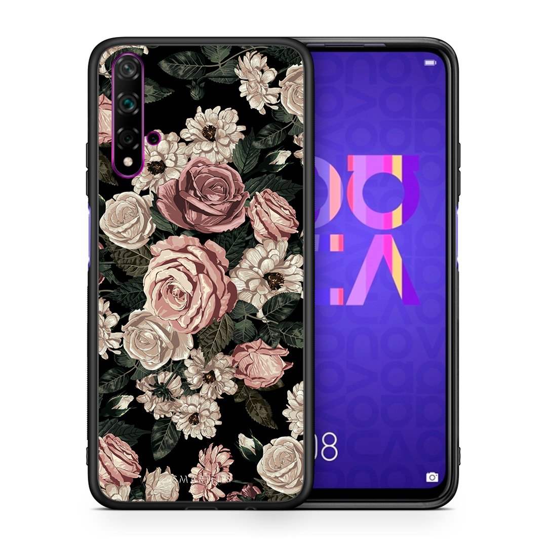Θήκη Huawei Nova 5T/Honor 20 Wild Roses Flower από τη Smartfits με σχέδιο στο πίσω μέρος και μαύρο περίβλημα | Huawei Nova 5T/Honor 20 Wild Roses Flower case with colorful back and black bezels