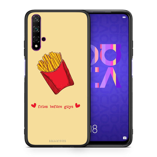Θήκη Αγίου Βαλεντίνου Huawei Nova 5T / Honor 20 Fries Before Guys από τη Smartfits με σχέδιο στο πίσω μέρος και μαύρο περίβλημα | Huawei Nova 5T / Honor 20 Fries Before Guys case with colorful back and black bezels