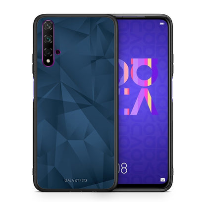 Θήκη Huawei Nova 5T/Honor 20 Blue Abstract Geometric από τη Smartfits με σχέδιο στο πίσω μέρος και μαύρο περίβλημα | Huawei Nova 5T/Honor 20 Blue Abstract Geometric case with colorful back and black bezels