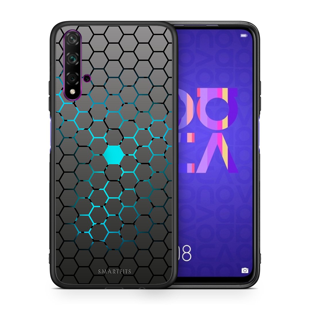Θήκη Huawei Nova 5T/Honor 20 Hexagonal Geometric από τη Smartfits με σχέδιο στο πίσω μέρος και μαύρο περίβλημα | Huawei Nova 5T/Honor 20 Hexagonal Geometric case with colorful back and black bezels