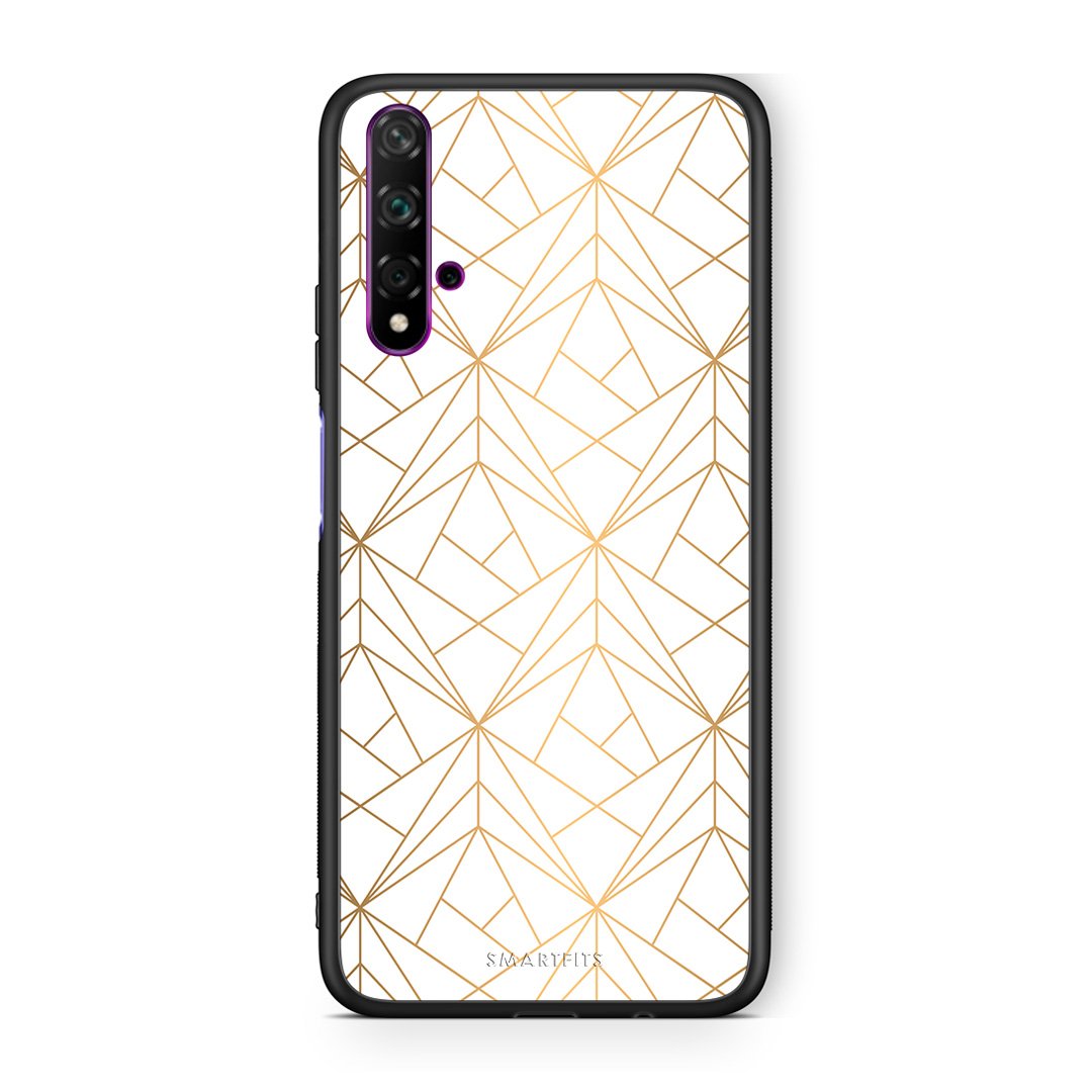 111 - Huawei Nova 5T  Luxury White Geometric case, cover, bumper