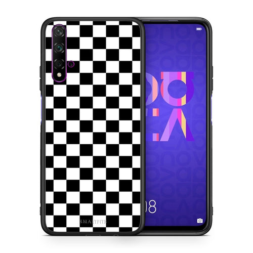 Θήκη Huawei Nova 5T/Honor 20 Squares Geometric από τη Smartfits με σχέδιο στο πίσω μέρος και μαύρο περίβλημα | Huawei Nova 5T/Honor 20 Squares Geometric case with colorful back and black bezels