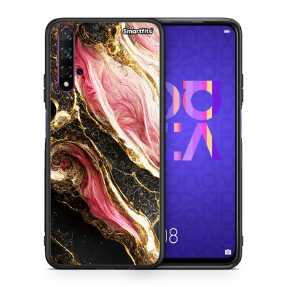 Θήκη Huawei Nova 5T/Honor 20 Glamorous Pink Marble από τη Smartfits με σχέδιο στο πίσω μέρος και μαύρο περίβλημα | Huawei Nova 5T/Honor 20 Glamorous Pink Marble case with colorful back and black bezels