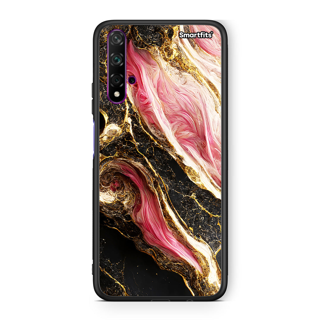Huawei Nova 5T Glamorous Pink Marble θήκη από τη Smartfits με σχέδιο στο πίσω μέρος και μαύρο περίβλημα | Smartphone case with colorful back and black bezels by Smartfits