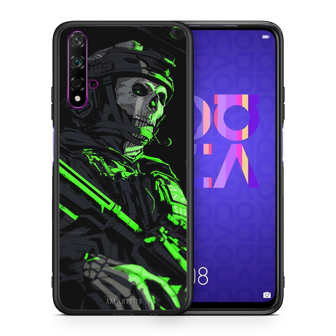 Θήκη Αγίου Βαλεντίνου Huawei Nova 5T / Honor 20 Green Soldier από τη Smartfits με σχέδιο στο πίσω μέρος και μαύρο περίβλημα | Huawei Nova 5T / Honor 20 Green Soldier case with colorful back and black bezels