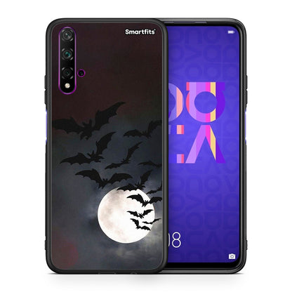 Θήκη Huawei Nova 5T / Honor 20 Halloween Bat Night από τη Smartfits με σχέδιο στο πίσω μέρος και μαύρο περίβλημα | Huawei Nova 5T / Honor 20 Halloween Bat Night case with colorful back and black bezels